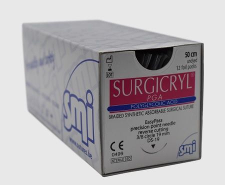SUTURE SURGICRYL PGA 5/0 12MM 50CM UD